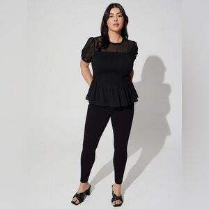 Chiffon Ruffle Mock Neck Smocked Crop Top Size 00 Bin O